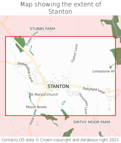 Map showing extent of Stanton as bounding box