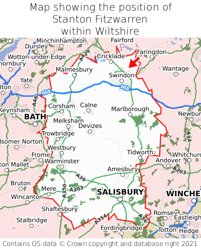 Map showing location of Stanton Fitzwarren within Wiltshire