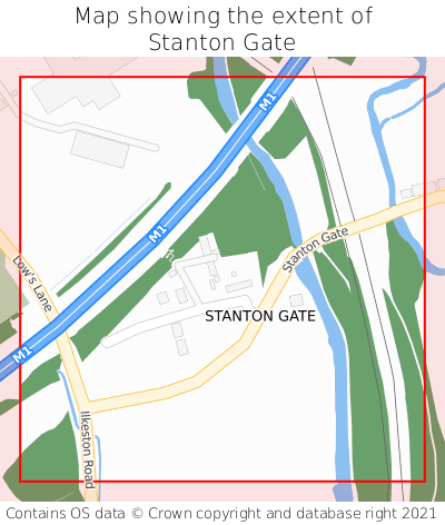 Map showing extent of Stanton Gate as bounding box
