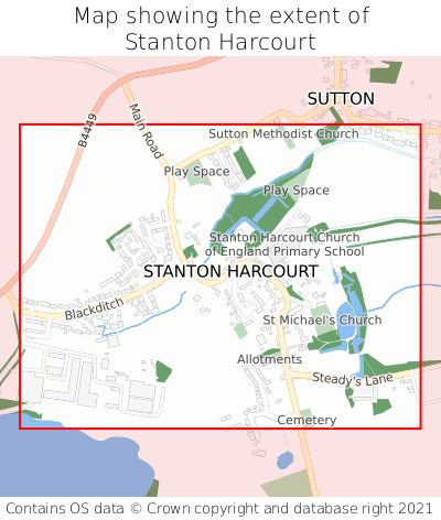 Map showing extent of Stanton Harcourt as bounding box