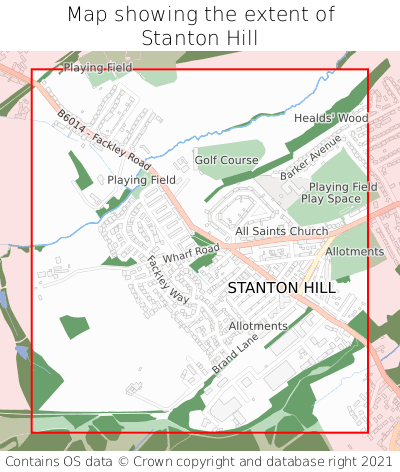 Map showing extent of Stanton Hill as bounding box