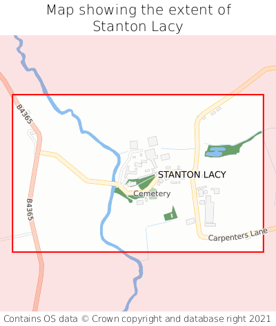 Map showing extent of Stanton Lacy as bounding box