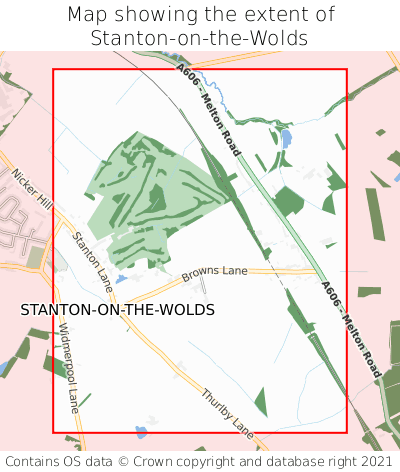 Map showing extent of Stanton-on-the-Wolds as bounding box