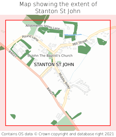 Map showing extent of Stanton St John as bounding box