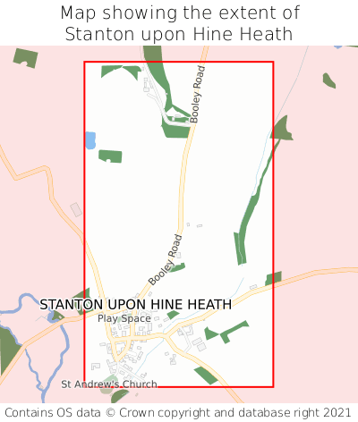 Map showing extent of Stanton upon Hine Heath as bounding box