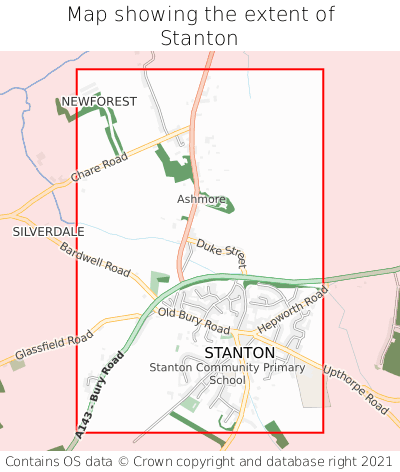 Map showing extent of Stanton as bounding box