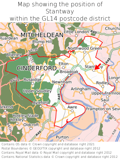 Map showing location of Stantway within GL14