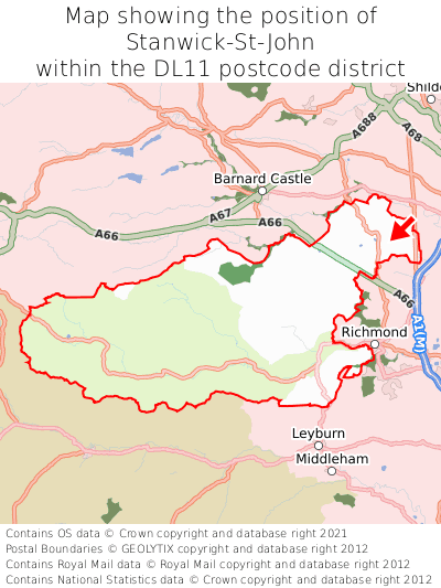 Map showing location of Stanwick-St-John within DL11