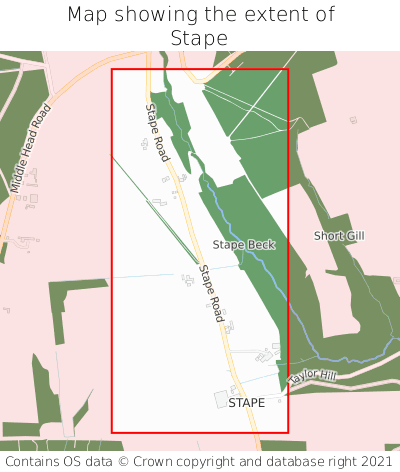 Map showing extent of Stape as bounding box