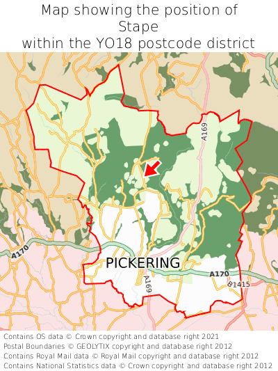 Map showing location of Stape within YO18