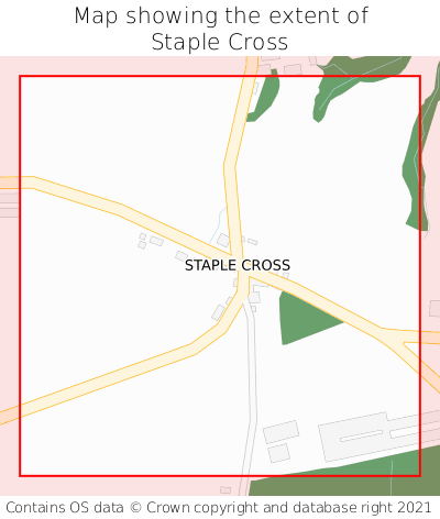 Map showing extent of Staple Cross as bounding box