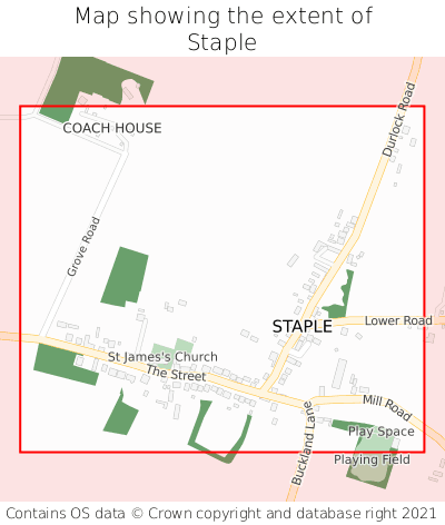 Map showing extent of Staple as bounding box