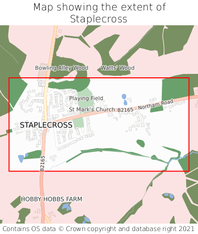 Map showing extent of Staplecross as bounding box
