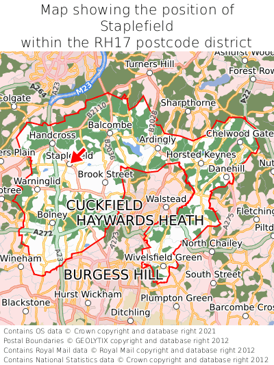 Map showing location of Staplefield within RH17