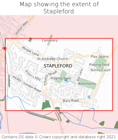 Map showing extent of Stapleford as bounding box