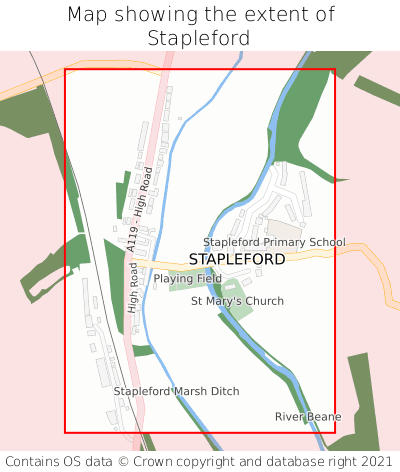 Map showing extent of Stapleford as bounding box