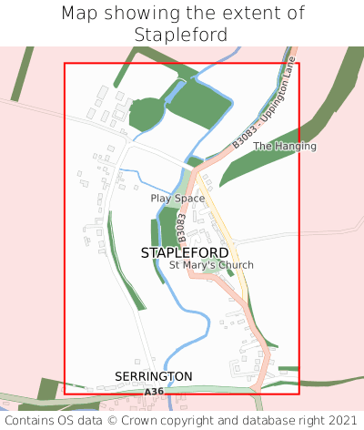 Map showing extent of Stapleford as bounding box