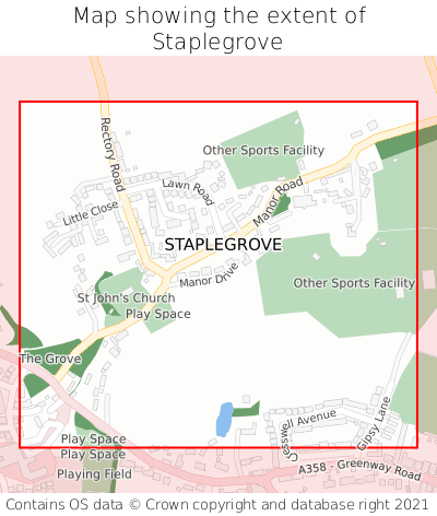Map showing extent of Staplegrove as bounding box