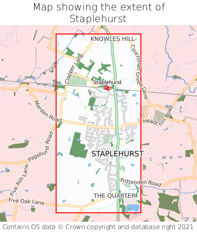 Map showing extent of Staplehurst as bounding box