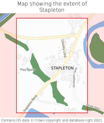 Map showing extent of Stapleton as bounding box