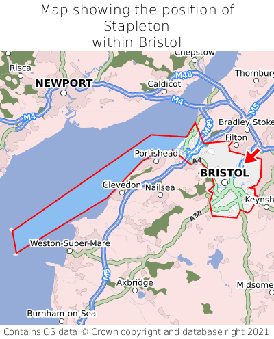 Map showing location of Stapleton within Bristol