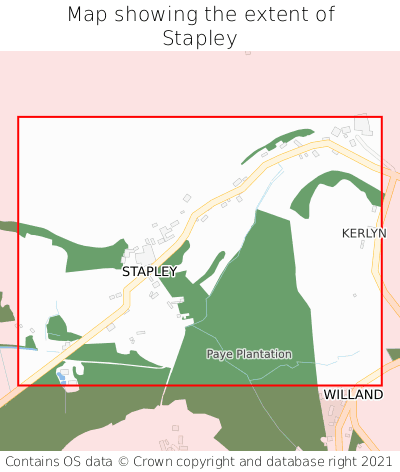 Map showing extent of Stapley as bounding box