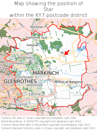 Map showing location of Star within KY7