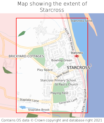 Map showing extent of Starcross as bounding box