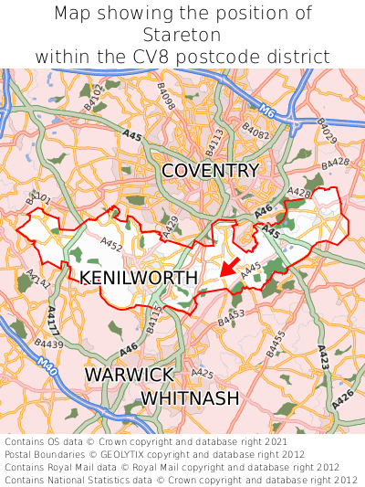 Map showing location of Stareton within CV8