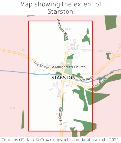Map showing extent of Starston as bounding box