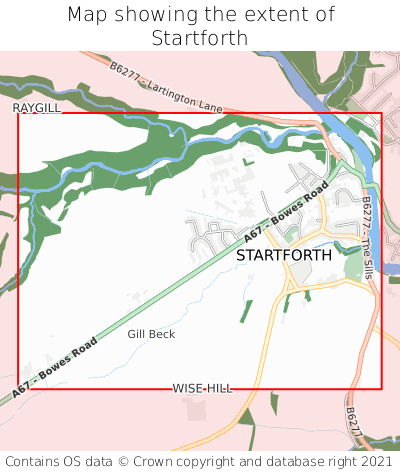 Map showing extent of Startforth as bounding box