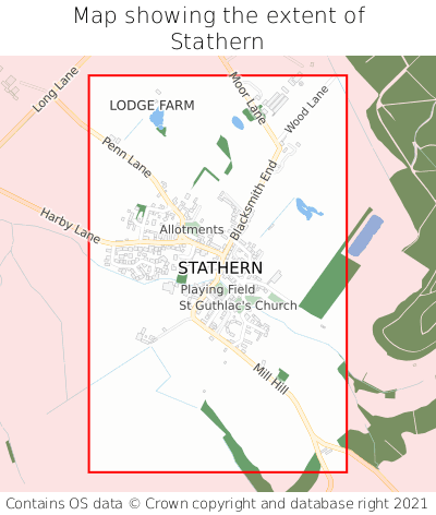 Map showing extent of Stathern as bounding box