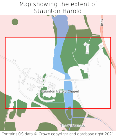 Map showing extent of Staunton Harold as bounding box