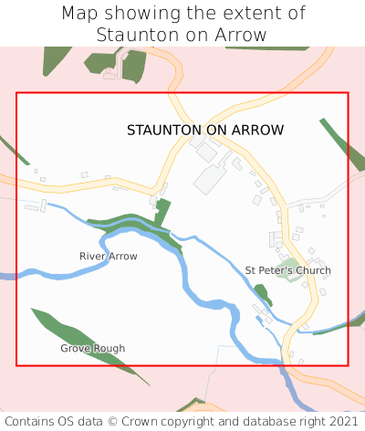 Map showing extent of Staunton on Arrow as bounding box