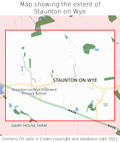 Map showing extent of Staunton on Wye as bounding box