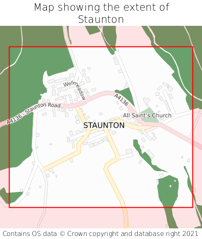 Map showing extent of Staunton as bounding box