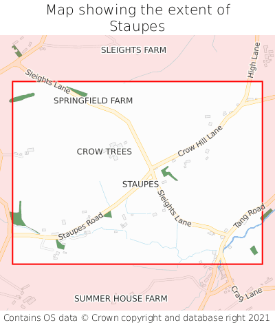 Map showing extent of Staupes as bounding box