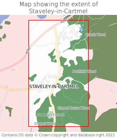 Map showing extent of Staveley-in-Cartmel as bounding box