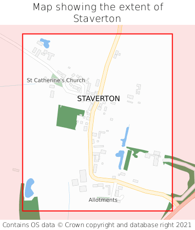 Map showing extent of Staverton as bounding box