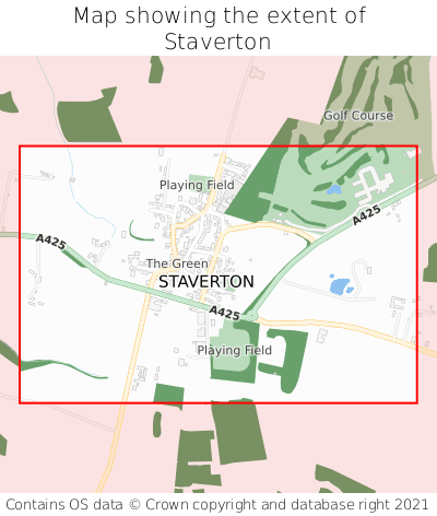 Map showing extent of Staverton as bounding box