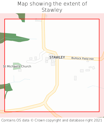Map showing extent of Stawley as bounding box