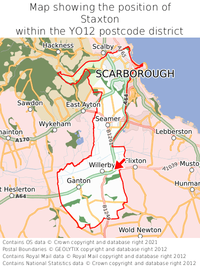 Map showing location of Staxton within YO12