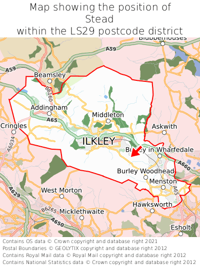 Map showing location of Stead within LS29