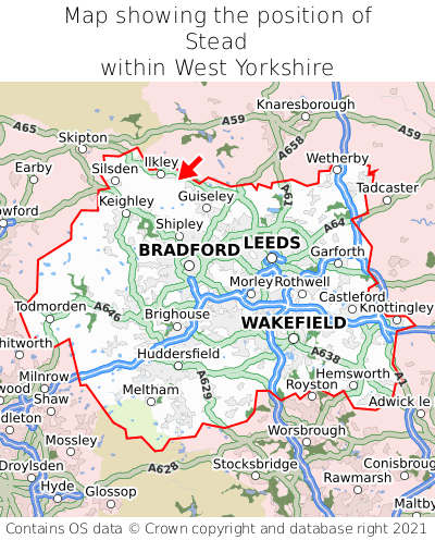 Map showing location of Stead within West Yorkshire