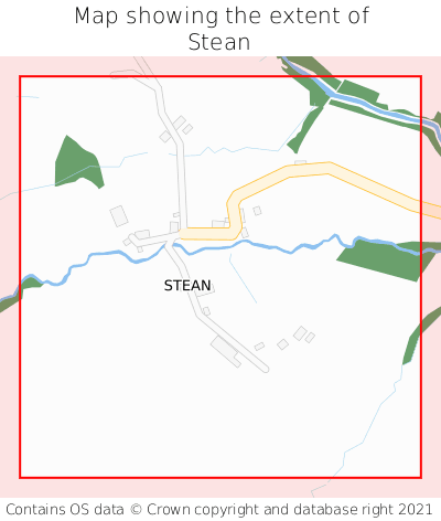 Map showing extent of Stean as bounding box