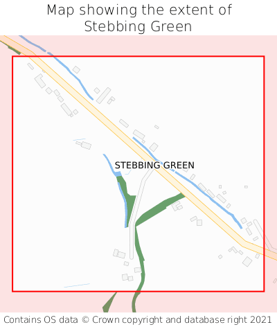 Map showing extent of Stebbing Green as bounding box
