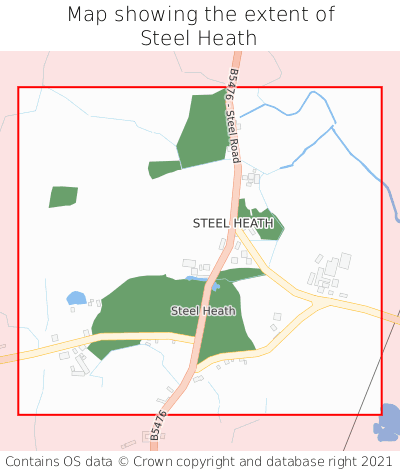 Map showing extent of Steel Heath as bounding box