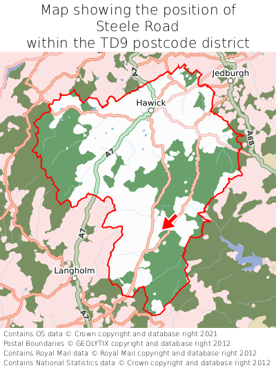 Map showing location of Steele Road within TD9