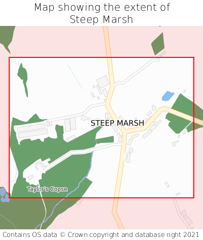 Map showing extent of Steep Marsh as bounding box