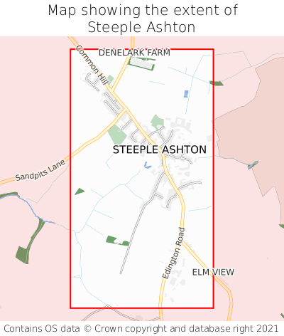 Map showing extent of Steeple Ashton as bounding box